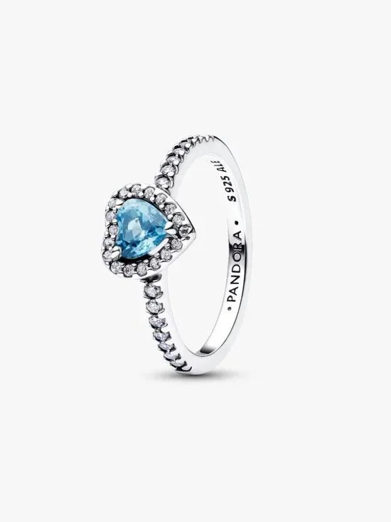 Pandora Elevated Light Blue Heart Ring - Picture 3 of 5